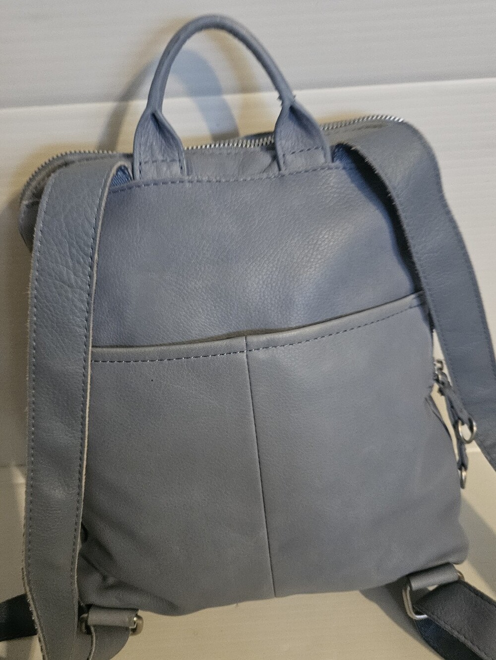 American Leather Co. Cleveland Leather Backpack – Sky Blue Slouchy Bag⁷ - Picture 6 of 16